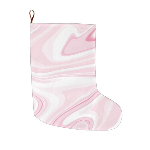 Retro Liquid Swirl Pink Painting Aesthetic Large Christmas Stocking