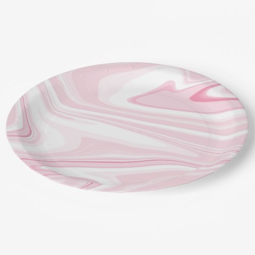 Retro Liquid Swirl Pink Painting Aesthetic Paper Plates