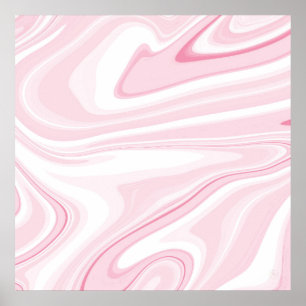 Retro Liquid Swirl Pink Painting Aesthetic Poster