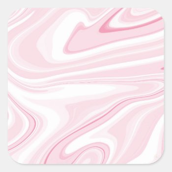 Retro Liquid Swirl Pink Painting Aesthetic Square Sticker by InovArtS at Zazzle