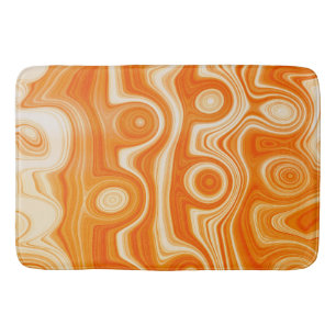 Retro Liquid Swirl with Orange Color Stylish Art Bath Mat