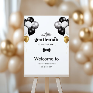 Retro Little Gentleman Boy Baby Shower Welcome Foam Board