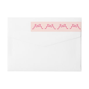 Retro Little Pink Holiday Bows Return Address Wrap Around Label