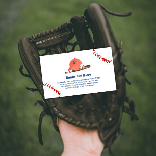 Retro LIttle Slugger Baseball Books Baby Shower  Enclosure Card