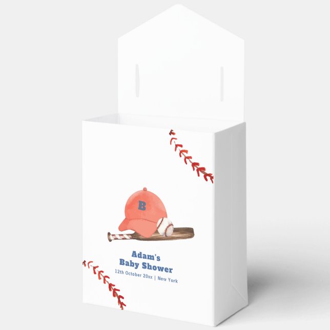 Retro LIttle Slugger Baseball Boy Baby Shower  Favor Boxes (Open)