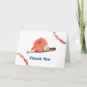 Retro LIttle Slugger Baseball Boy Baby Shower Thank You Card