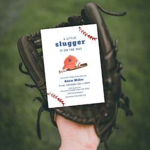 Retro Little Slugger Baseball Sport Baby Shower Invitation