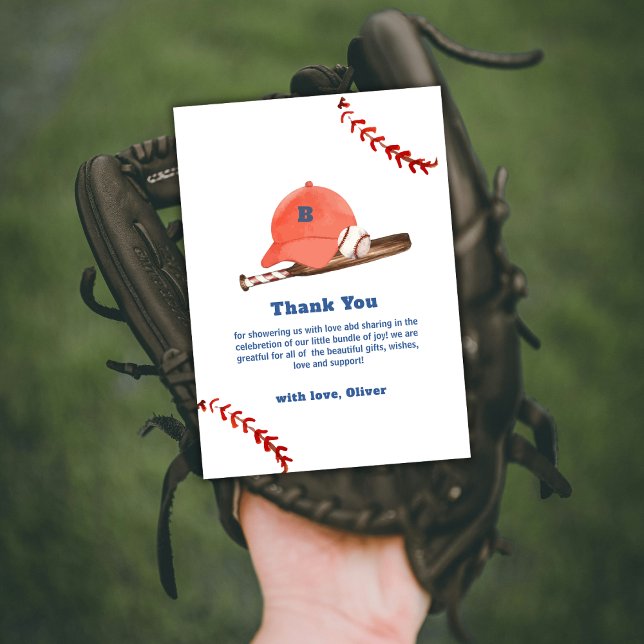 Retro LIttle Slugger Baseball Sport Baby Shower  Thank You Card (Retro LIttle Slugger Baseball Sport Baby Shower Thank You Card)