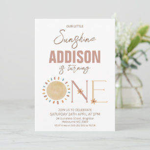 Retro Little Sunshine 1st Birthday Invitation