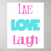 Retro Live Laugh Love Pink Turquoise Typography