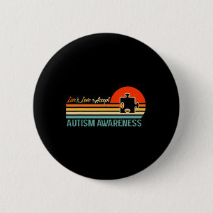 Retro Live Love Accept Autism Awareness Gift Button