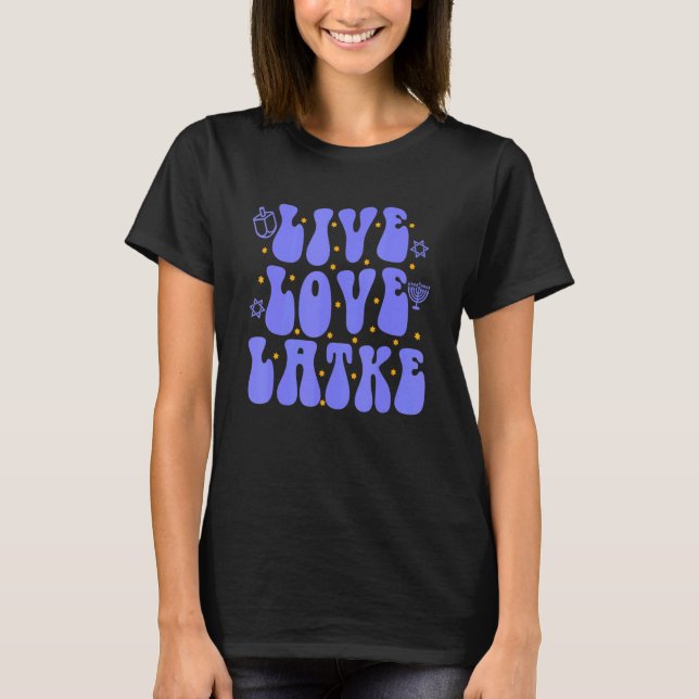 Retro Live Love Hanukkah Jewish Holiday Family Mat T-Shirt (Front)