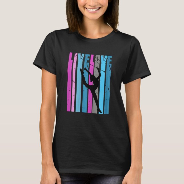 Retro Live Love Rhythmic Gymnastics Silhouette Col T-Shirt (Front)