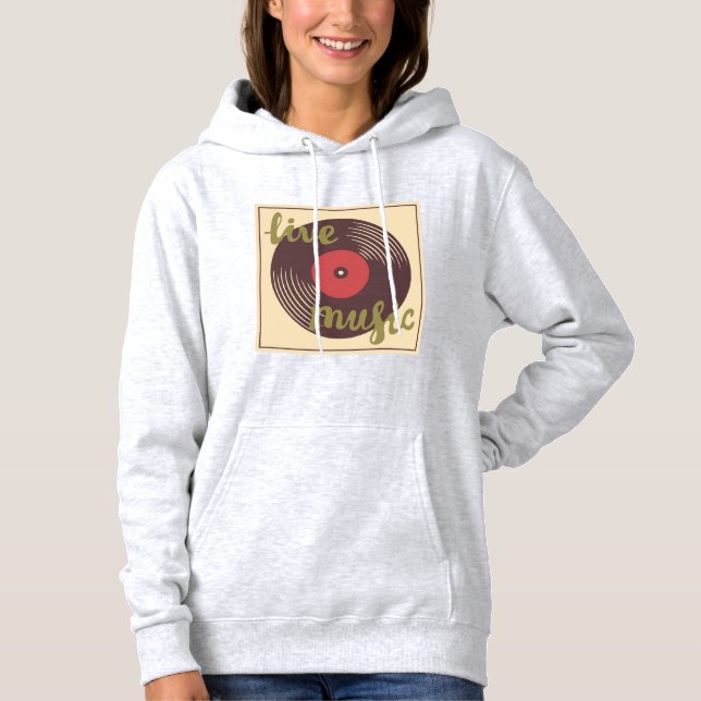 Retro Live Music Vinyl Record Hoodie (Front)