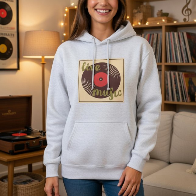 Retro Live Music Vinyl Record Hoodie (Creator Uploaded)
