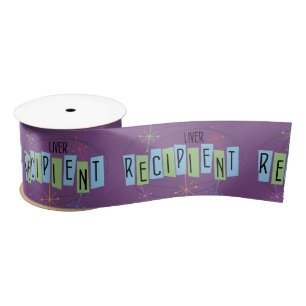 Retro Liver Recipient with purple background Satin Ribbon