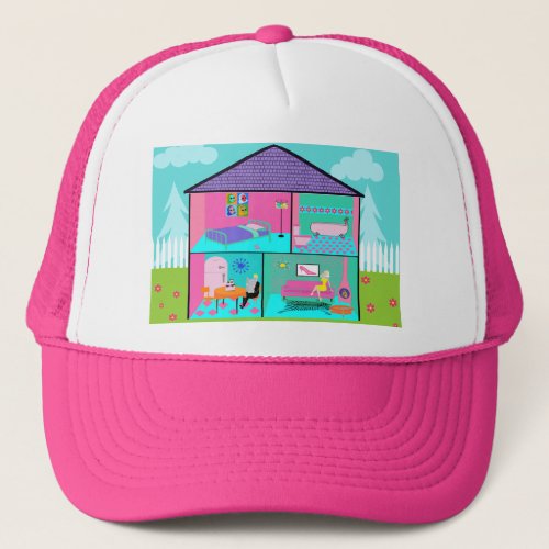 Retro Living Dollhouse Trucker Hat
