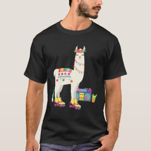 Retro llama Roller Skate Derby 70s 80s girl T-Shirt