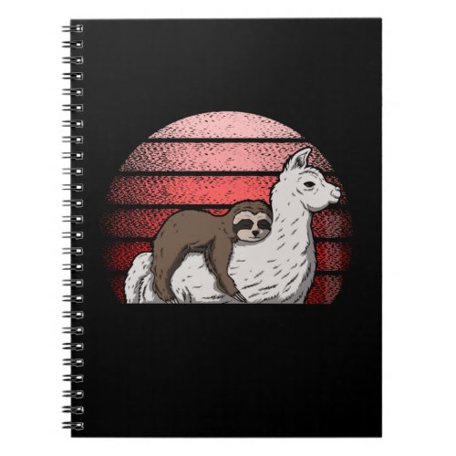 Retro Llama Sleeping Sloth Notebook