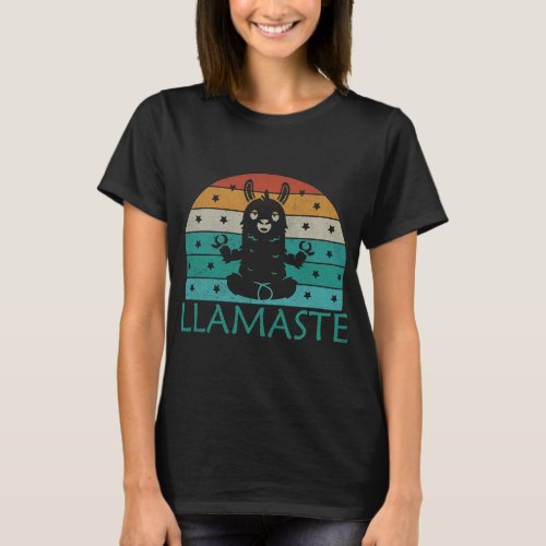 Retro Llamaste T_shirt Funny Yoga T_Shirt