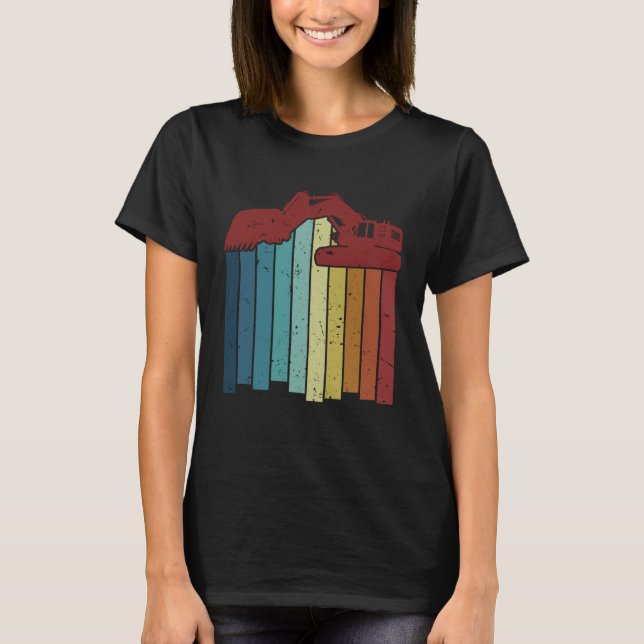 Retro Loader Backhoe Hydraulic Driver Excavator Op T-Shirt (Front)