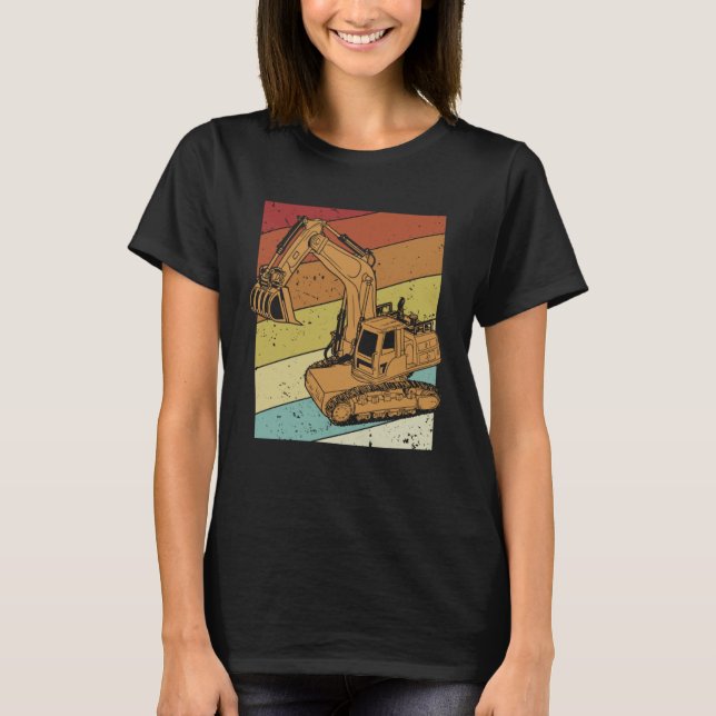 Retro Loader Backhoe Hydraulic Driver Excavator Op T-Shirt (Front)