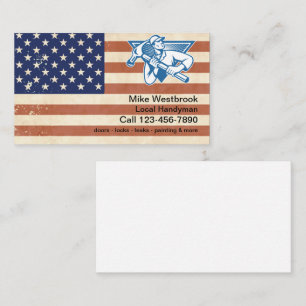 Retro Local Handyman Patriotic American Business Card