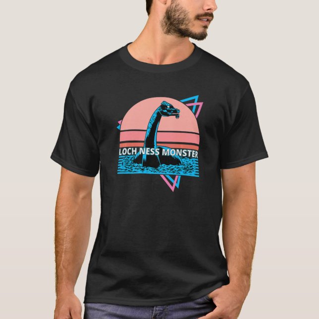 Retro Loch Ness Monster Cryptid Nessie Vaporwave T-Shirt (Front)