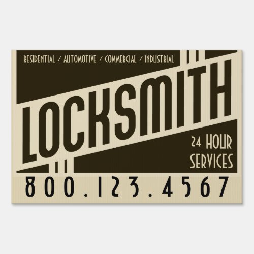 retro locksmith black and tan sign