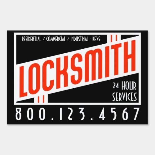 retro locksmith yard sign