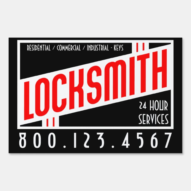 retro locksmith yard sign (Back)