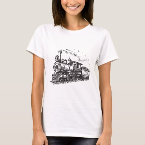 Retro Locomotive Railroad Train T_Shirt