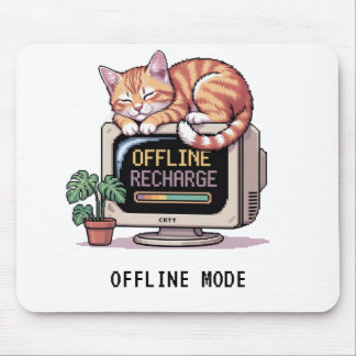 Retro Lofi PixelArt Sleeping Cat Offline Mouse Pad