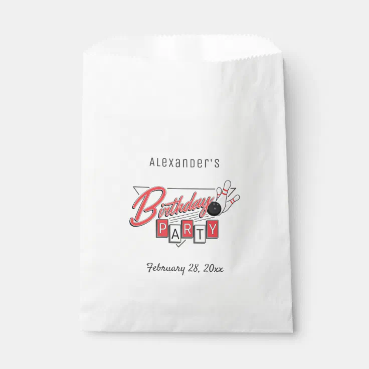 Retro Logo Bowling Birthday Party Favor Bag Zazzle