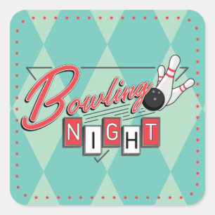 Retro Logo Bowling Night Stickers