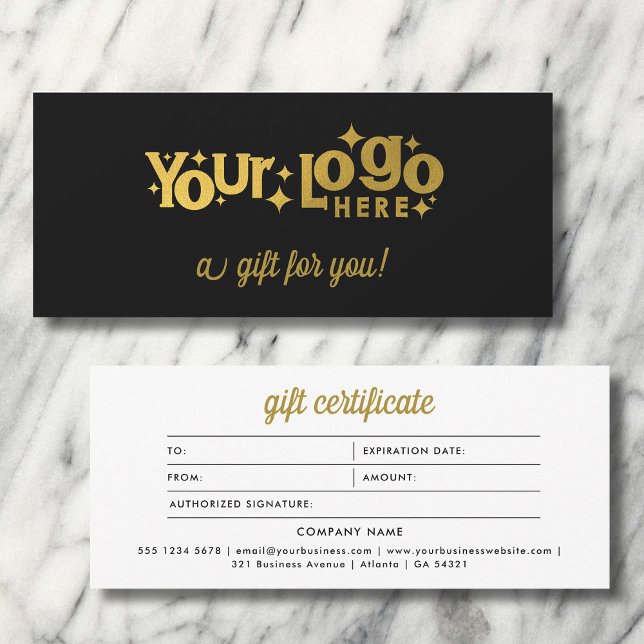Retro Logo Minimalist Black Gold Gift Certificate (Retro Logo Minimalist Black Gold Gift Certificate)