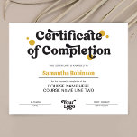 Retro Logo Trendy Beauty Course Certificate Award<br><div class="desc">Trendy Certificate of Completion in black and yellow with retro style fonts and space for your business logo. Perfect to create professional completion awards for eyelash, nails, hair and other beauty treatment courses. You can use this certificate award for any type of accreditation, simply edit the text to suit your...</div>