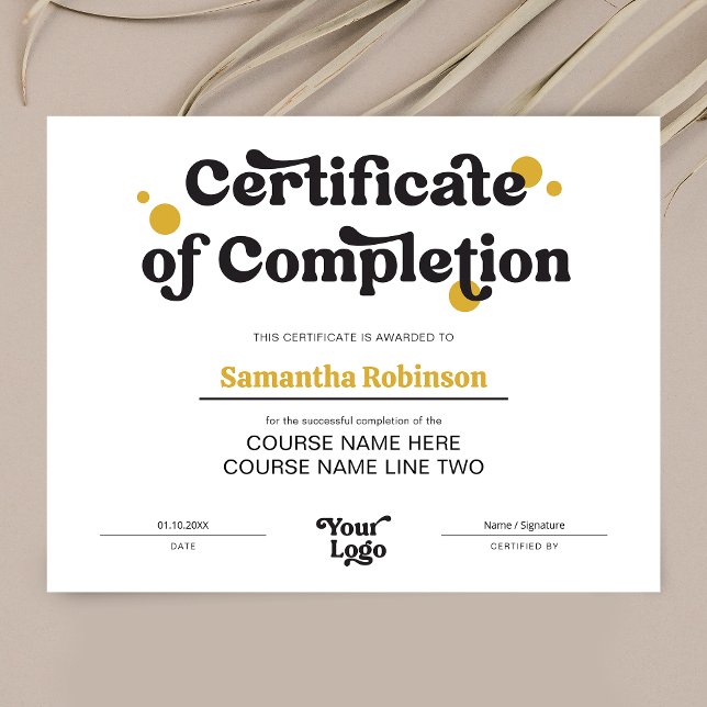 Retro Logo Trendy Beauty Course Certificate Award (Creator Uploaded)