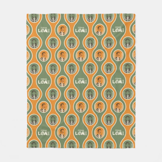 Retro Loki & Mobius Pattern Fleece Blanket (Front)