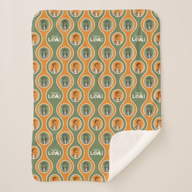 Retro Loki & Mobius Pattern Sherpa Blanket (Front)