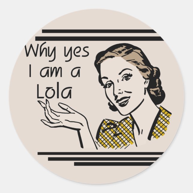 Retro Lola T-shirts and Gifts Classic Round Sticker (Front)