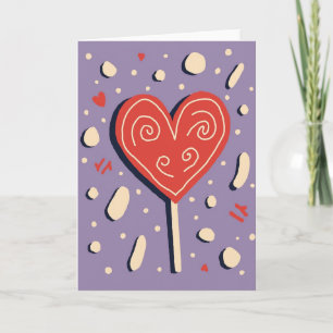 Retro Lollipop Heart Sweet Card