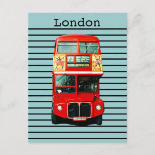 Retro London Bus Peppermint Postcard