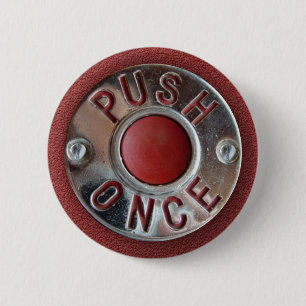 Retro London Bus "Push Once" Stop Request Pinback Button
