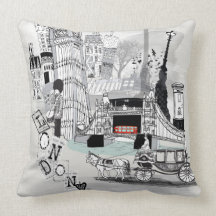 Retro London City Printed Cushion