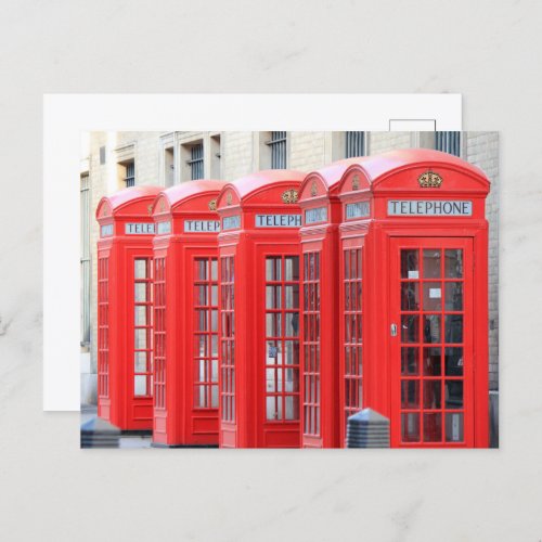 Retro London Red Telephone Boxes Postcard