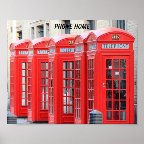 Retro London Red Telephone Boxes Poster