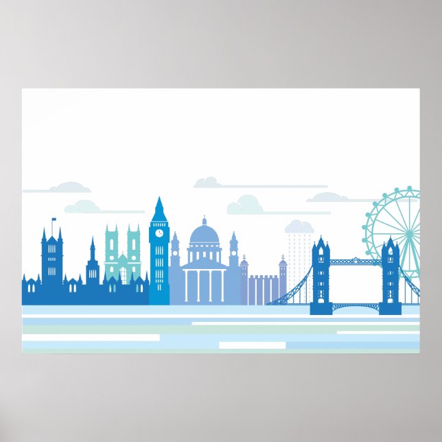 Retro London Skyline Poster (Front)