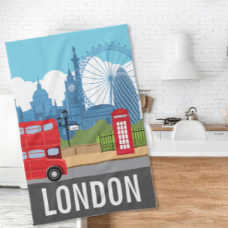 Retro London Tea Towel – Iconic Landmarks