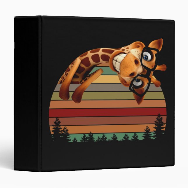 Retro Long Neck Animal Giraffe Zoo 3 Ring Binder (Front/Spine)